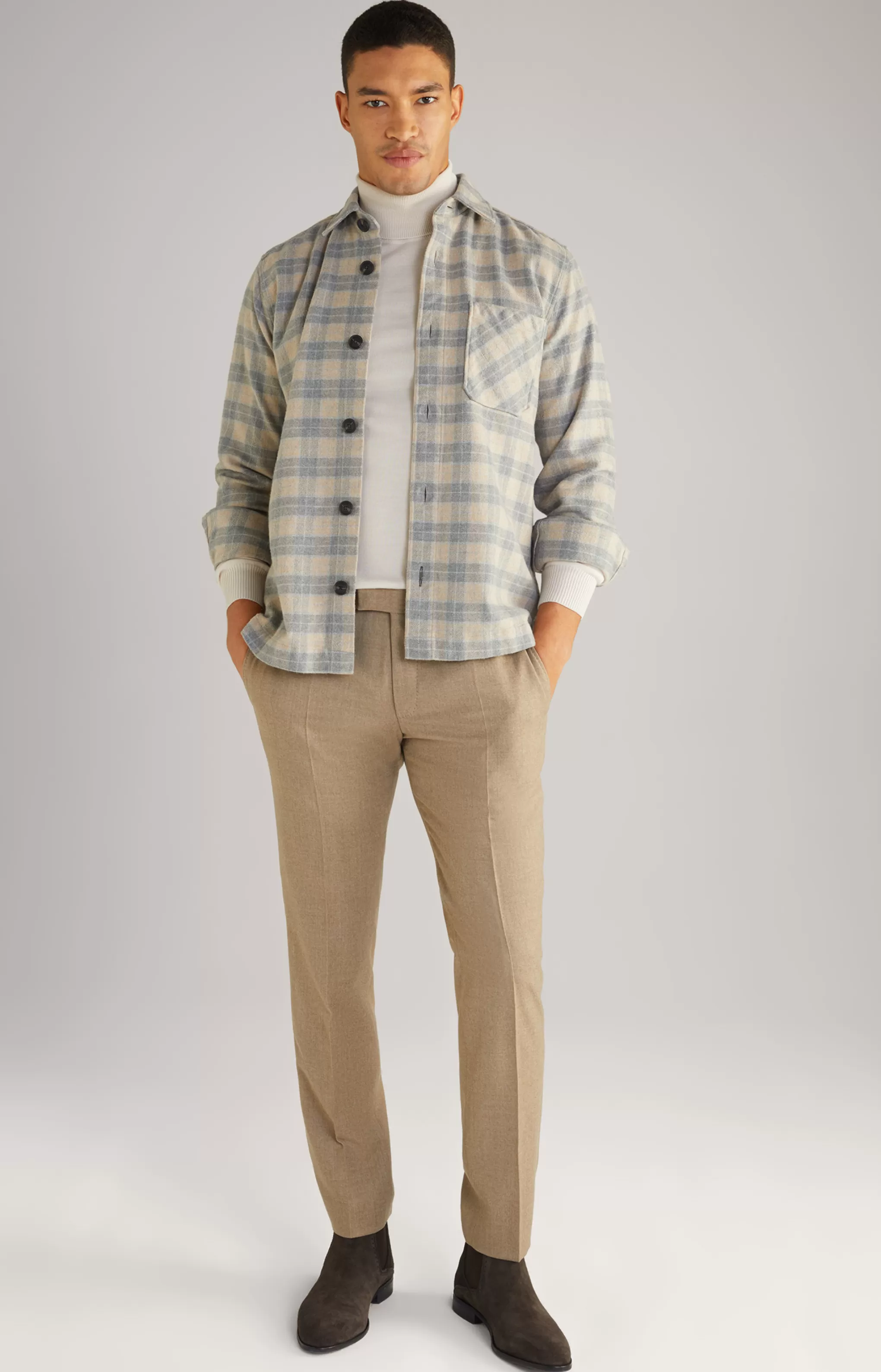 Shirts*JOOP Shirts Kalan Flannel Shirt in a Grey/Beige Pattern
