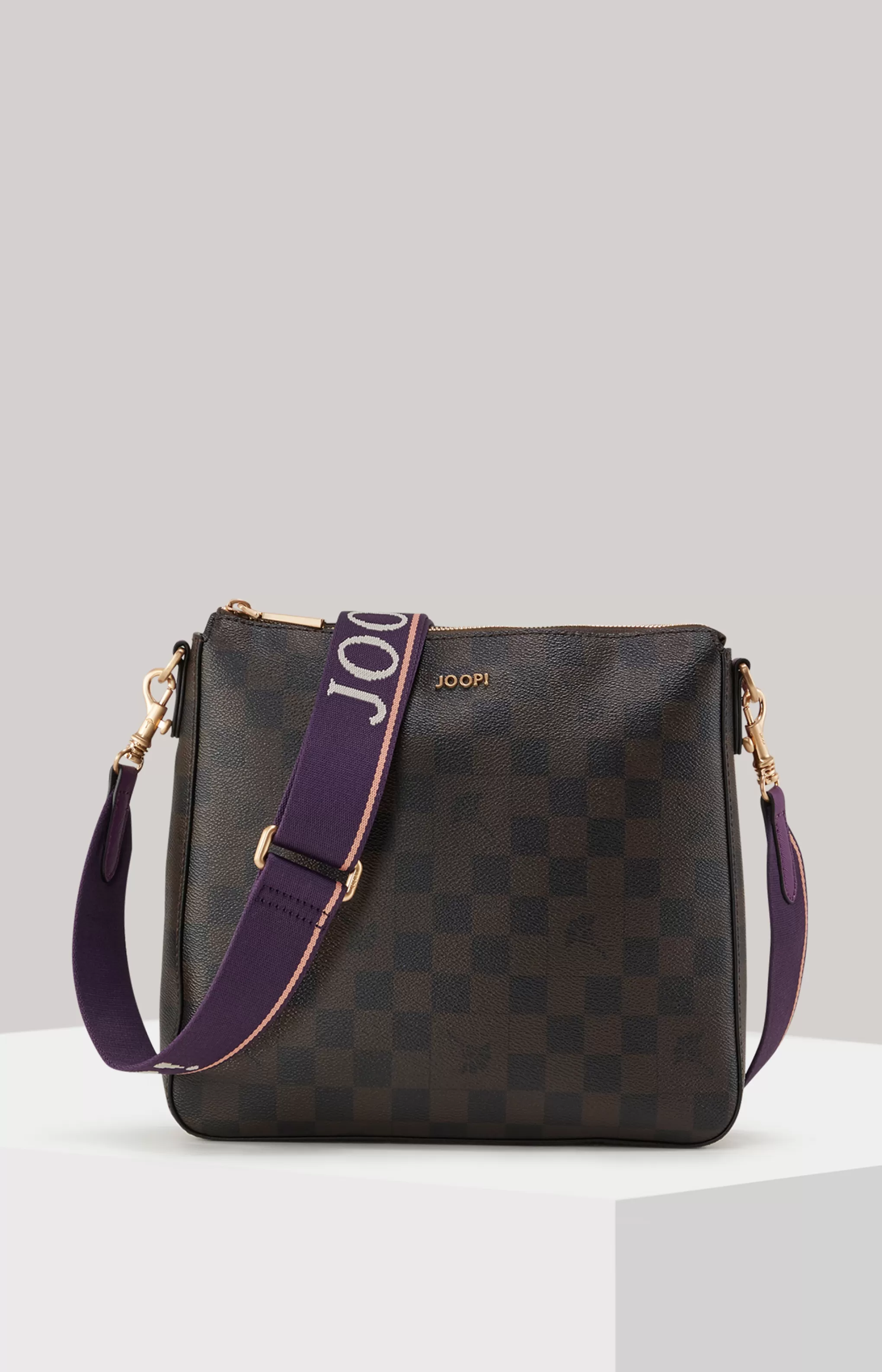 Bags*JOOP Bags Piazza Diletta Jasmina Shoulder Bag in Dark Brown and Purple
