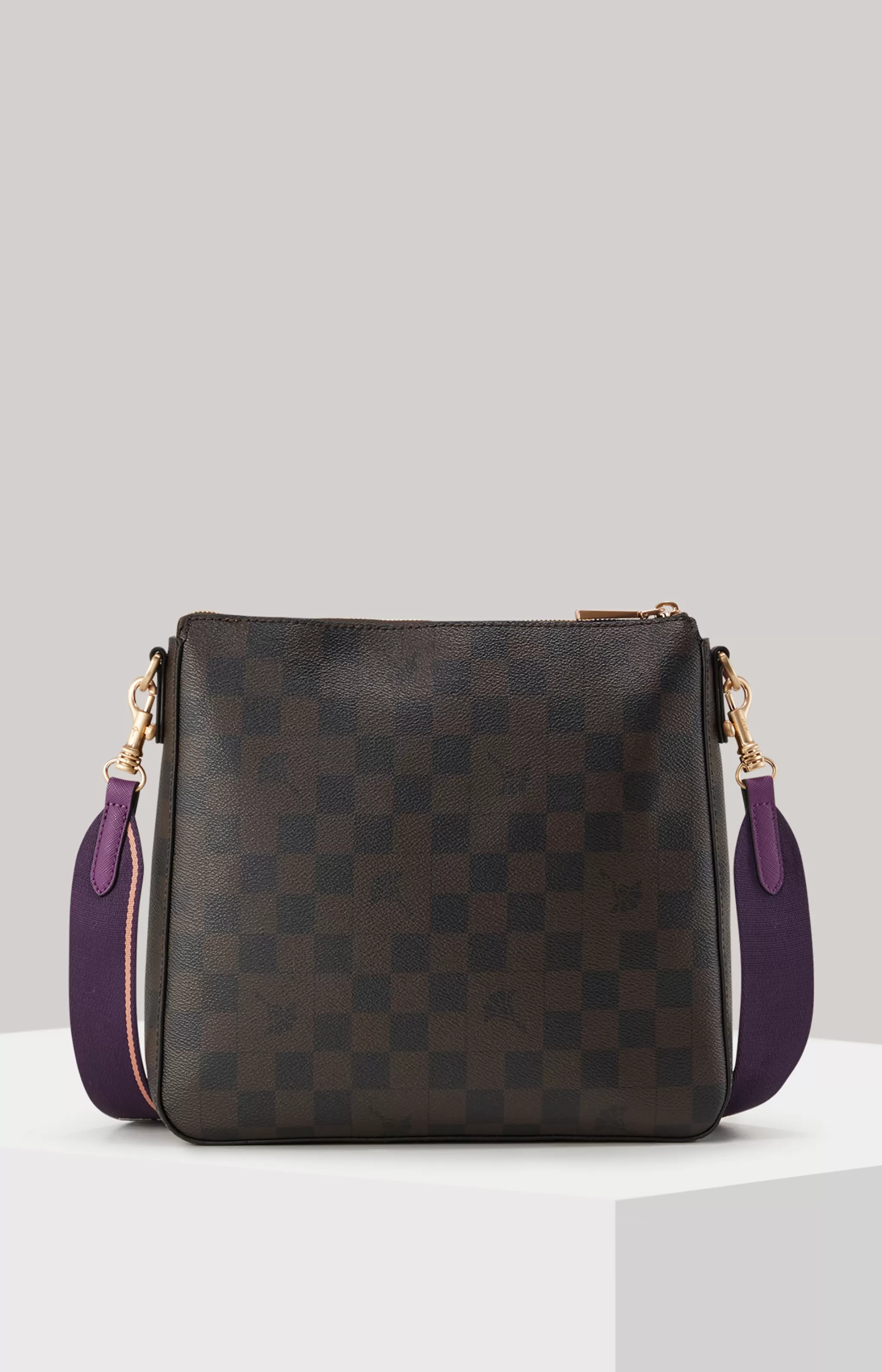Bags*JOOP Bags Piazza Diletta Jasmina Shoulder Bag in Dark Brown and Purple