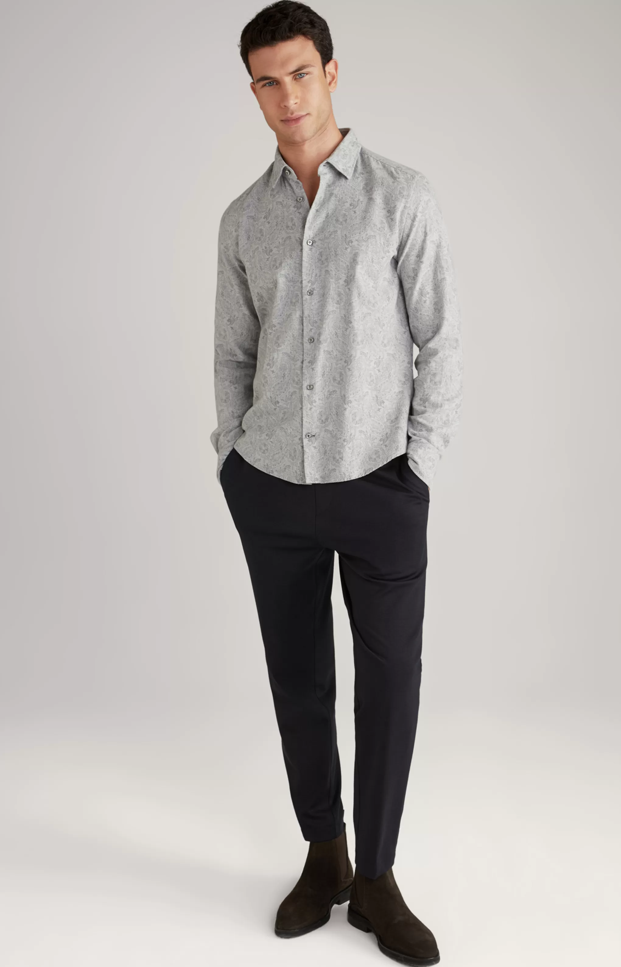 Shirts*JOOP Shirts Pit Cotton Shirt in Light Grey, patterned